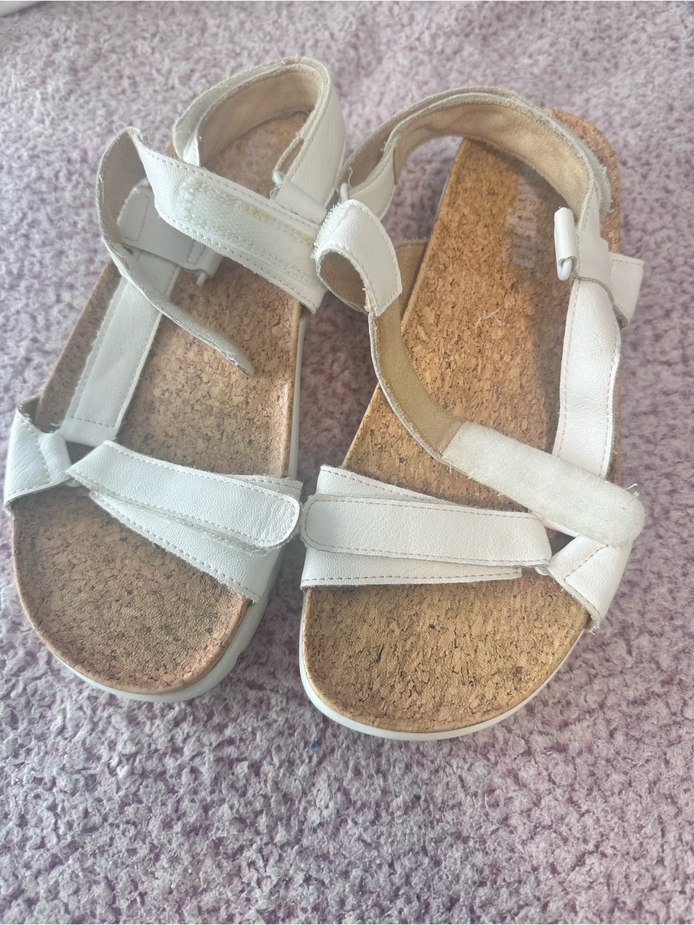 Alegria White Cork Footbed Sandals with Adjustable Straps